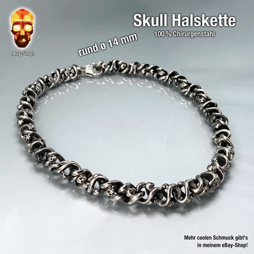 Runde skull halskette - mm,